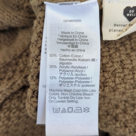 Madewell Brown Capri Cotton Turtleneck Cable Knit Sweater Size Small - Picture 10 of 10